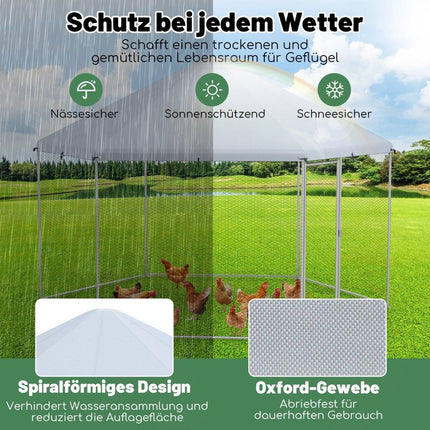 Metal chicken coop with wire mesh & lockable door & waterproof cover