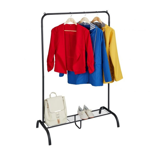 Metal clothes hanger with shelf