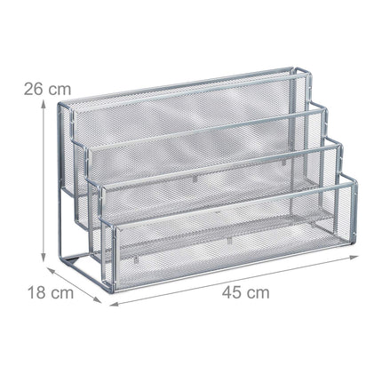 Metal magazine rack with 4 compartments