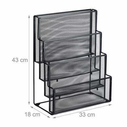 Metal magazine rack with 4 compartments
