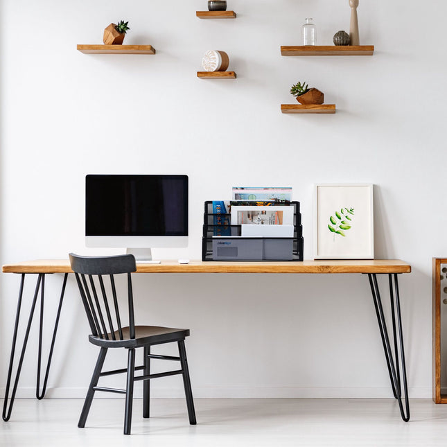 Metal magazine rack with 4 compartments