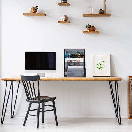 Metal magazine rack with 4 compartments
