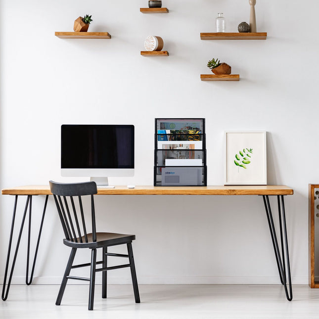 Metal magazine rack with 4 compartments