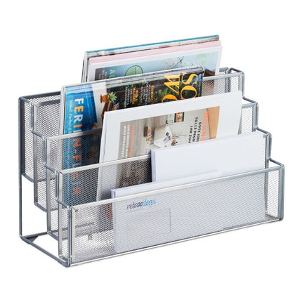 Metal magazine rack with 4 compartments