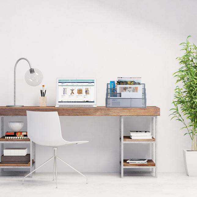 Metal magazine rack with 4 compartments