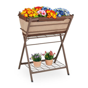 Metal planter with pre-formed liner