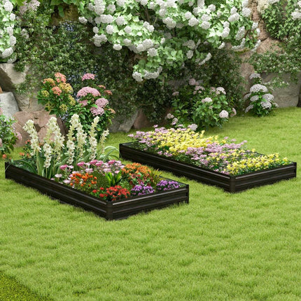 Metal raised bed with reinforced bracket & open base herb bed 240 x 120 x 30 cm