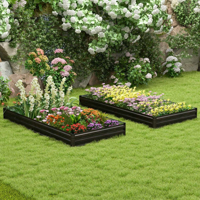 Metal raised bed with reinforced bracket & open base herb bed 240 x 120 x 30 cm
