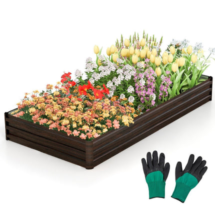 Metal raised bed with reinforced bracket & open base herb bed 240 x 120 x 30 cm