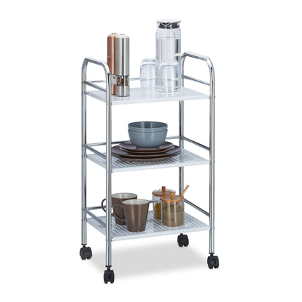 Metal serving trolley with 3 shelves