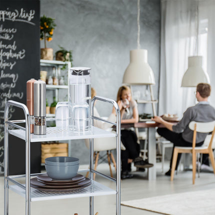 Metal serving trolley with 3 shelves