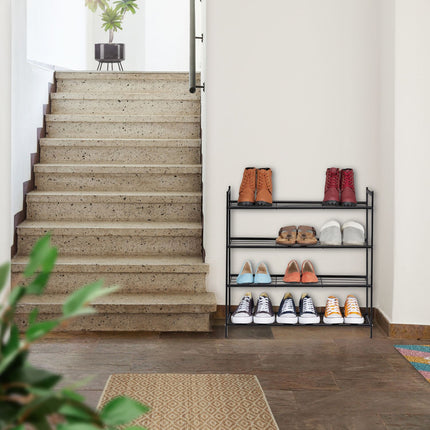 Metal shoe rack with 4 shelves