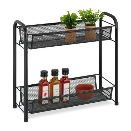 Metal spice rack with 2 shelves