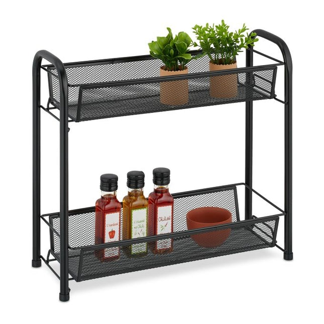 Metal spice rack with 2 shelves