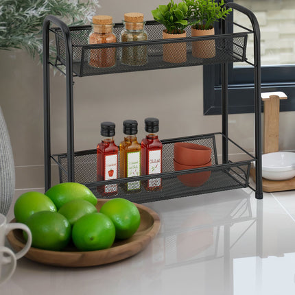 Metal spice rack with 2 shelves