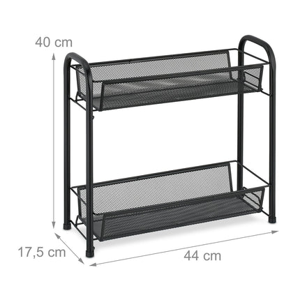 Metal spice rack with 2 shelves