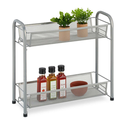 Metal spice rack with 2 shelves