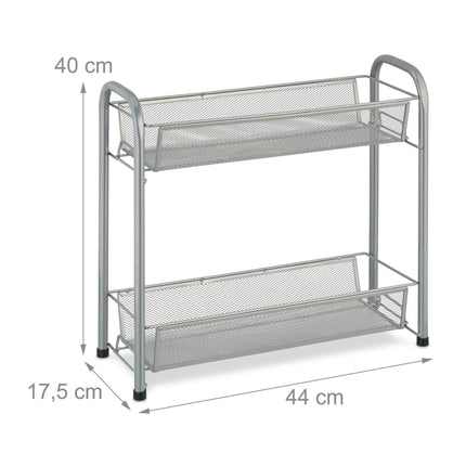 Metal spice rack with 2 shelves