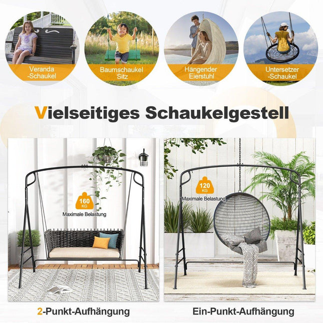 Metal swing frame with additional side bars & 2-ring design 170 x 118 x 165 cm