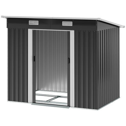Metal tool shed 2.3 m² 207 x 130 x 182 cm with pent roof window floor frame black