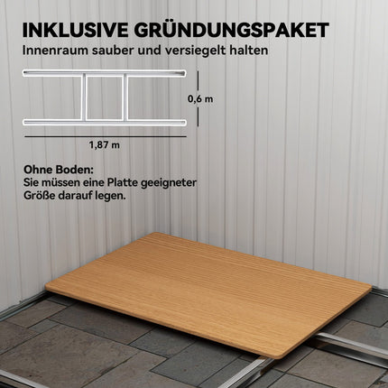 Metal tool shed 2.3 m² 207 x 130 x 182 cm with pent roof window floor frame black