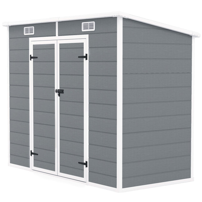 Waterproof metal tool shed 2.4 x 1.3 m, Grey
