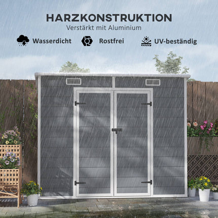 Waterproof metal tool shed 2.4 x 1.3 m, Grey