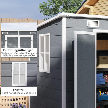 Waterproof metal tool shed 2.4 x 1.3 m, Grey