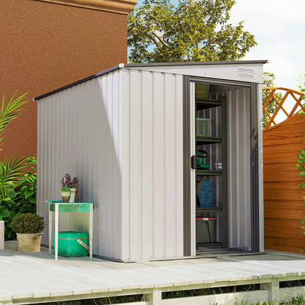 Metal tool shed 2.81m² 154x206.5x181 cm tool shed with pent roof foundation