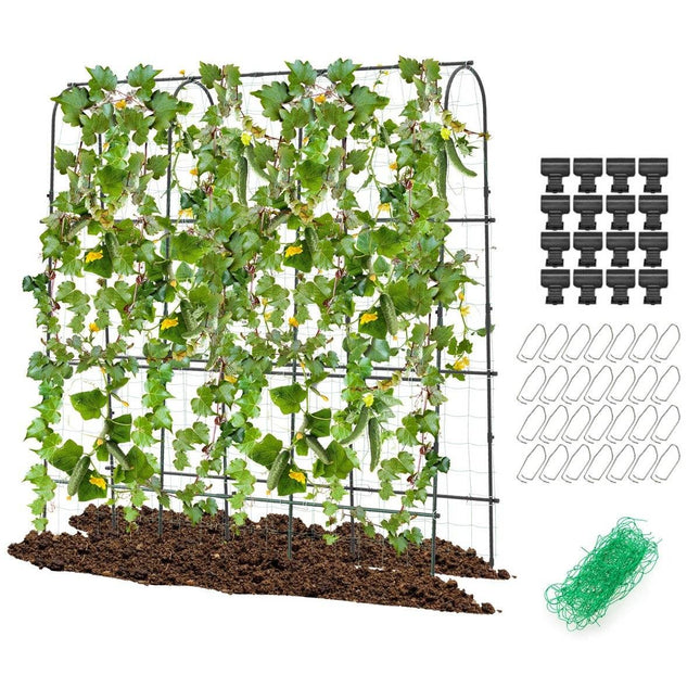 Metal trellis with trellis net for climbing plants support U-shaped high garden cucumber trellis