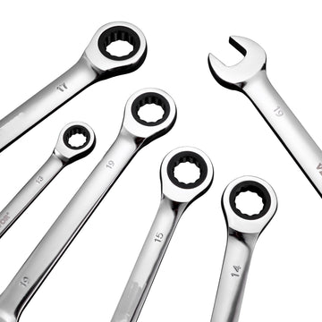 Metric Ratcheting Combination Wrench Set, 16-Piece 8–24mm Rack