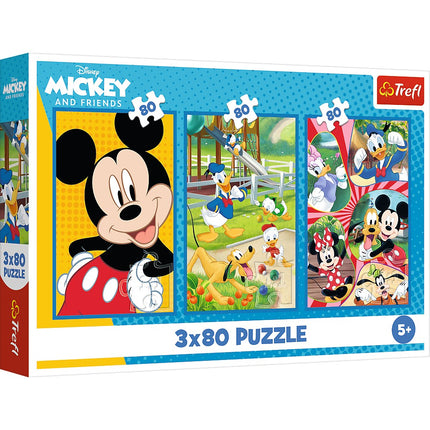 Mickey Mouse Puzzle Set, 3x80 Pieces, Fun for All Ages