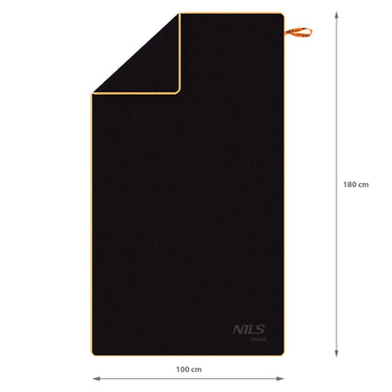 Microfibre Towel 180x100 cm, Black-Orange