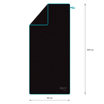 Microfibre Towel 200x90 cm, Black-Blue