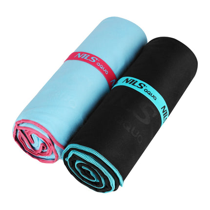 Microfibre Towel 200x90 cm, Black-Blue