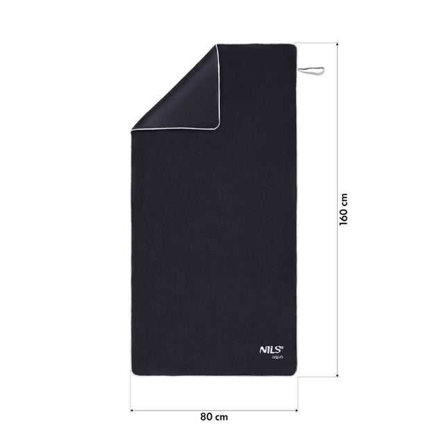 Microfibre Towel, Black, 160x80cm, Quick-Dry