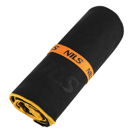 Microfibre Towel, Black-Orange, 180x100 cm