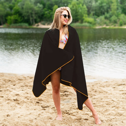 Microfibre Towel, Black-Orange, 180x100 cm