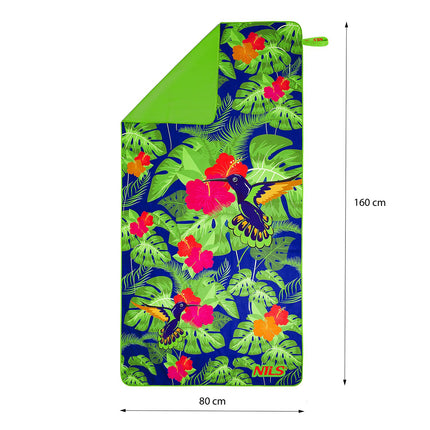 Microfibre Towel, Floral Design, 160x80 cm