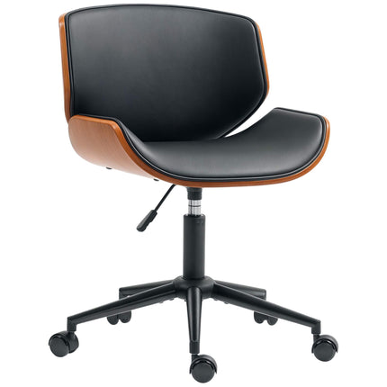 Mid-Century Modern Faux Leather Office Chair, Ergonomic, Black