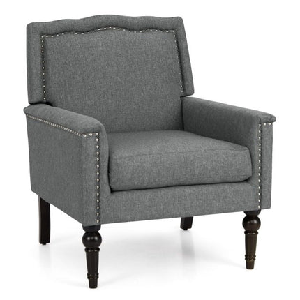 Mid-Century Modern Linen Accent Armchair, Gray