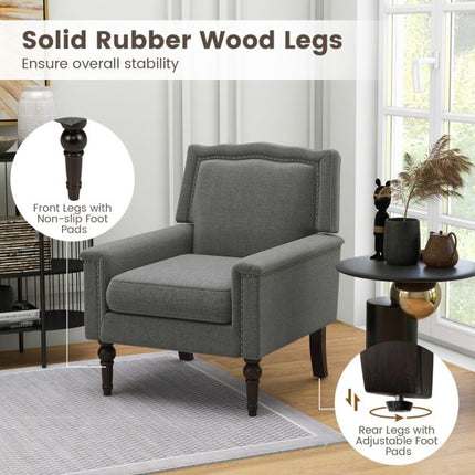 Mid-Century Modern Linen Accent Armchair, Gray