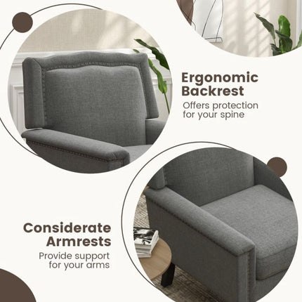 Mid-Century Modern Linen Accent Armchair, Gray
