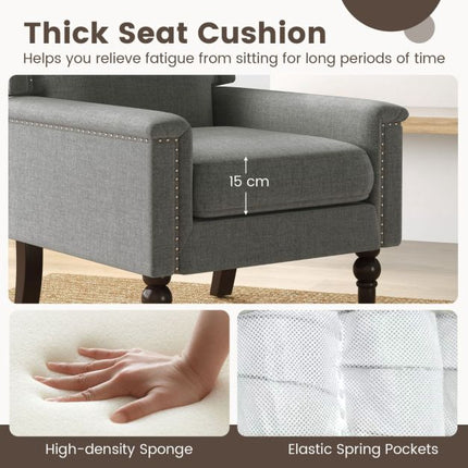 Mid-Century Modern Linen Accent Armchair, Gray