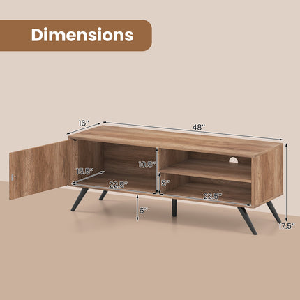 Mid Century Modern TV Stand with Storage, Oak, 55"