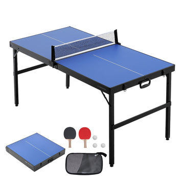 Mid-Size Ping Pong Table 60x26, Foldable Set with Net