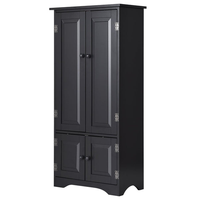 Midi cabinet, side cabinet, highboard, tall cabinet, wood, black, 59 x 32 x 123 cm