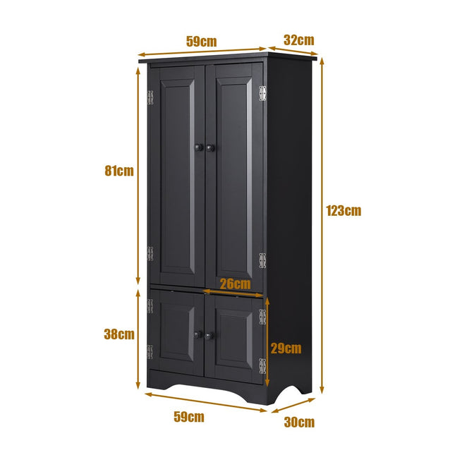 Midi cabinet, side cabinet, highboard, tall cabinet, wood, black, 59 x 32 x 123 cm