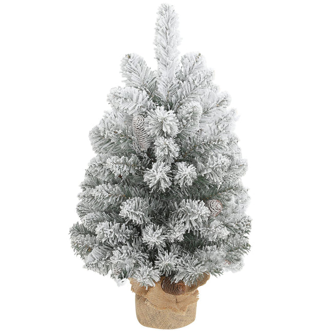 Mini Artificial Christmas Tree 60 cm with Snow, Pinecones