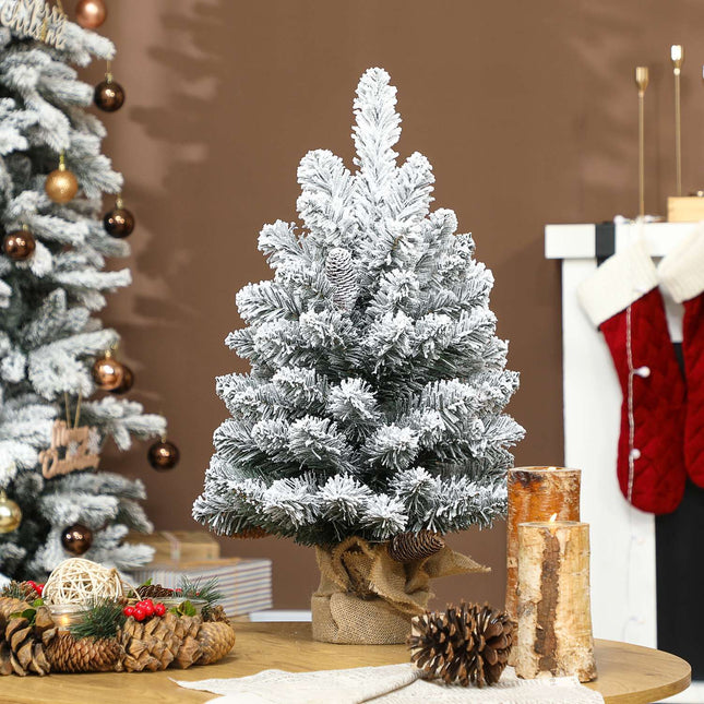 Mini Artificial Christmas Tree 60 cm with Snow, Pinecones